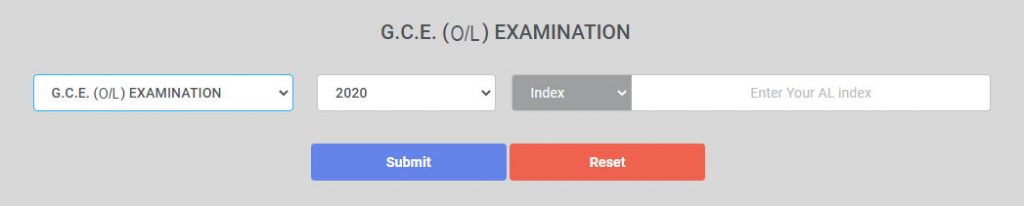 2020 O/L Results - (2021 march) Type your index number here.